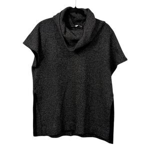 LOFT Womens Charcoal Gray Cowl Neck Short Sleeve Sweater Top Medium